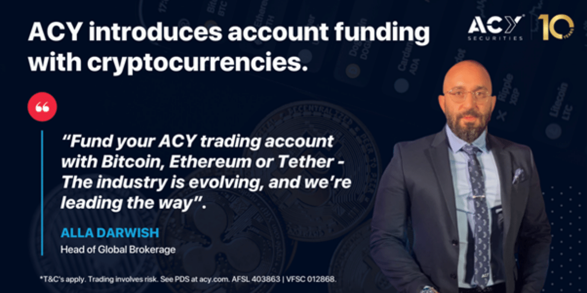 ACY introduces account funding with cryptocurrencies