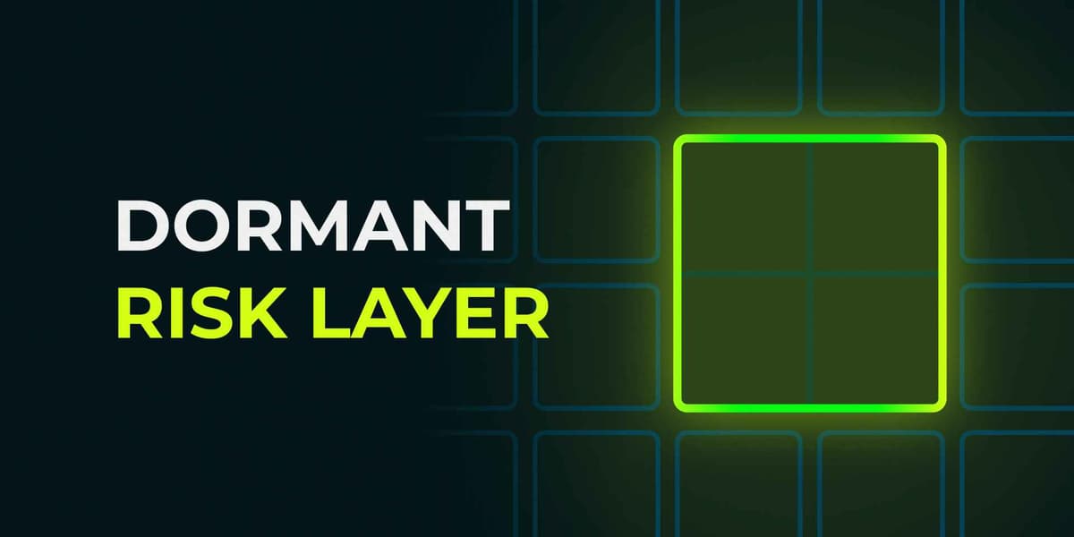 Dormant risk layer in brokerage infrastructure, showing hidden exposure that remains inactive during calm market conditions