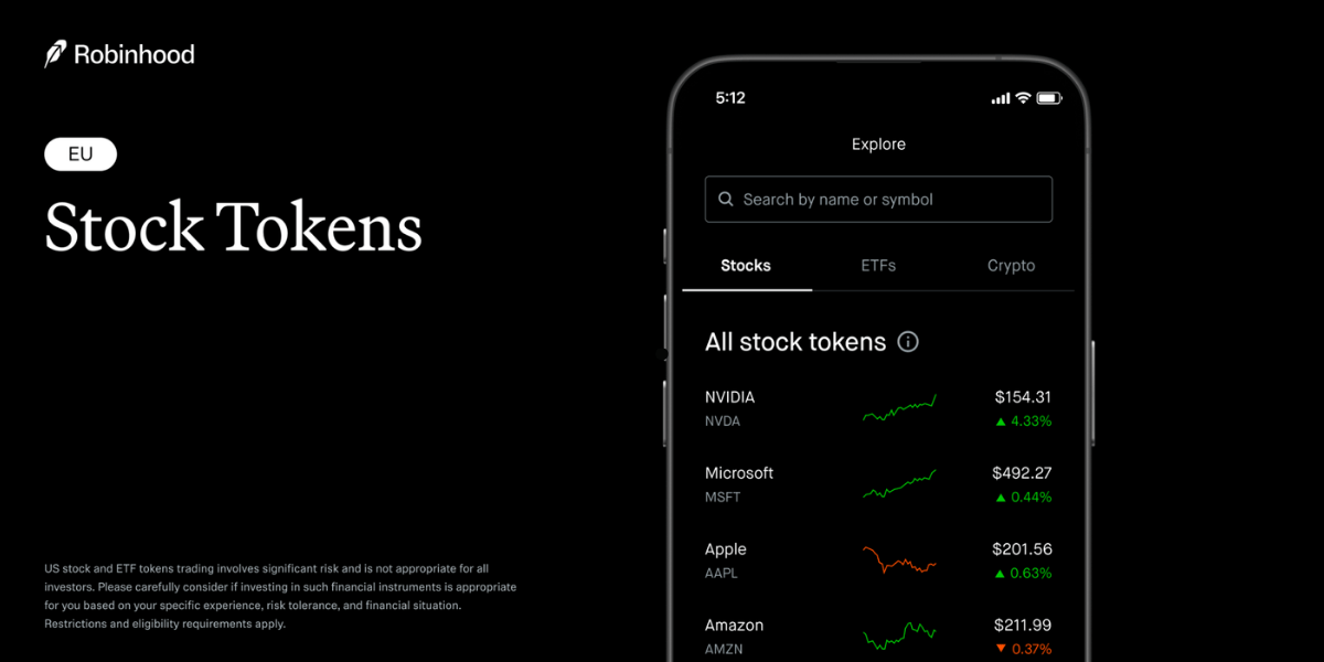 Robinhood Launches Tokenised US Stocks and ETFs in EU, Reveals Blockchain Plans and Crypto Derivatives Expansion