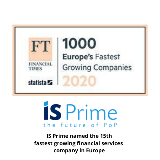 Financial Times Ranks POP IS Prime as the 15th Fastest Growing Financial Services Company in Europe 