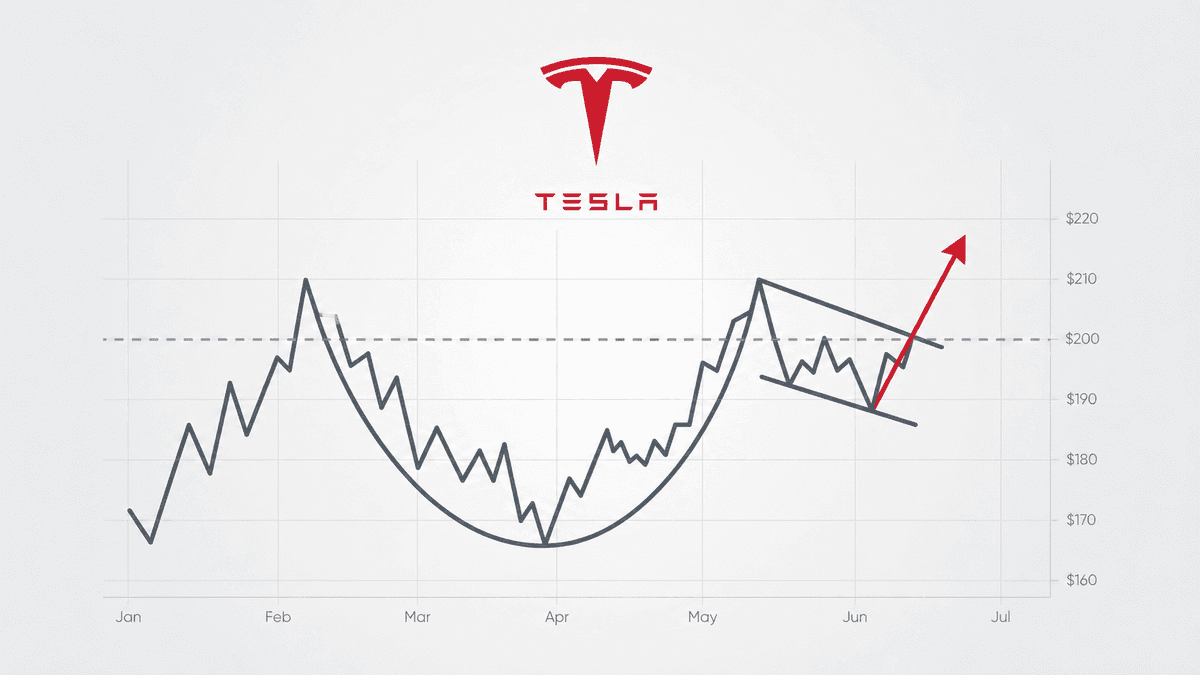 Image for Potential Value Play: Massive Cup and Handle on TESLA Targets $765 - Alchemy Markets