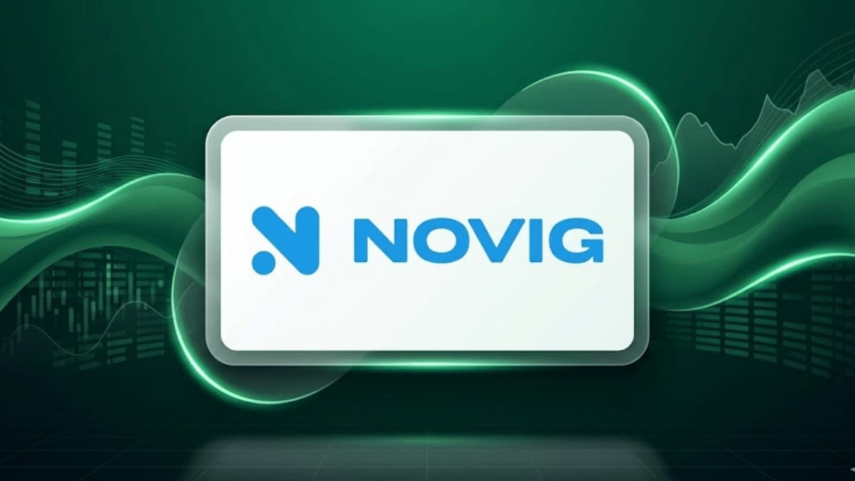 novig logo sitting amongst green swirls background