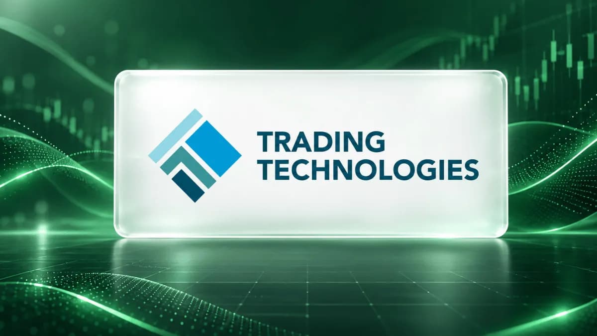 trading technologies logo on tile on green background