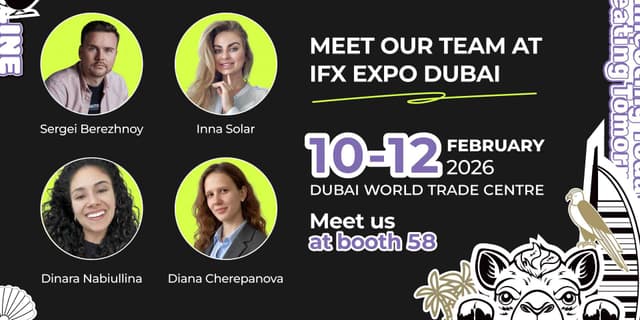 Brokerpilot team announcement for IFX Expo Dubai 2026, featuring event details and team members attending the exhibition