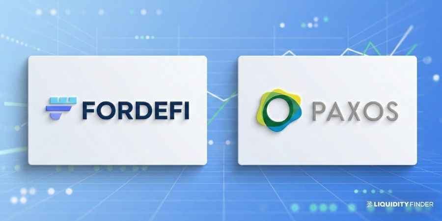 Digital illustration of Paxos acquiring Fordefi to enhance institutional crypto custody and MPC wallet infrastructure.