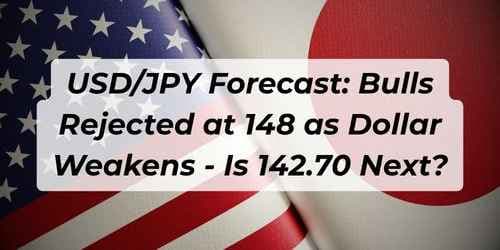 Image for article: USD/JPY Forecast: Bulls Rejected at 148 as Dollar Weakens - Is 142.70 Next?