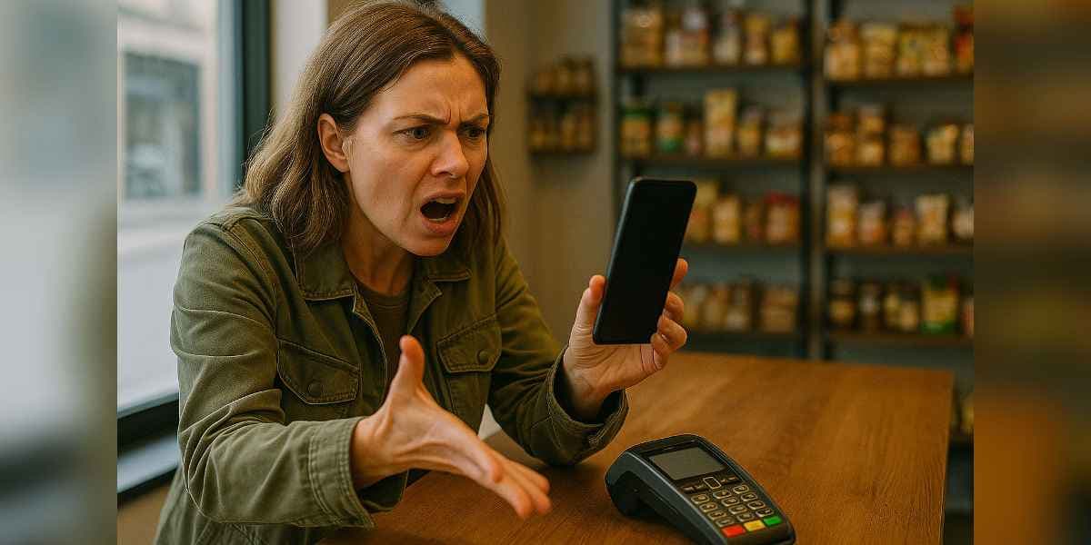 Frustrated Woman over payment outage