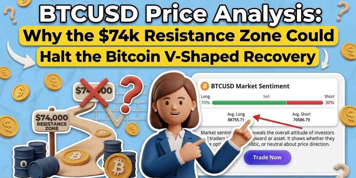 BTCUSD Price Analysis: Why the $74k Resistance Zone Could Halt the Bitcoin V-Shaped Recovery