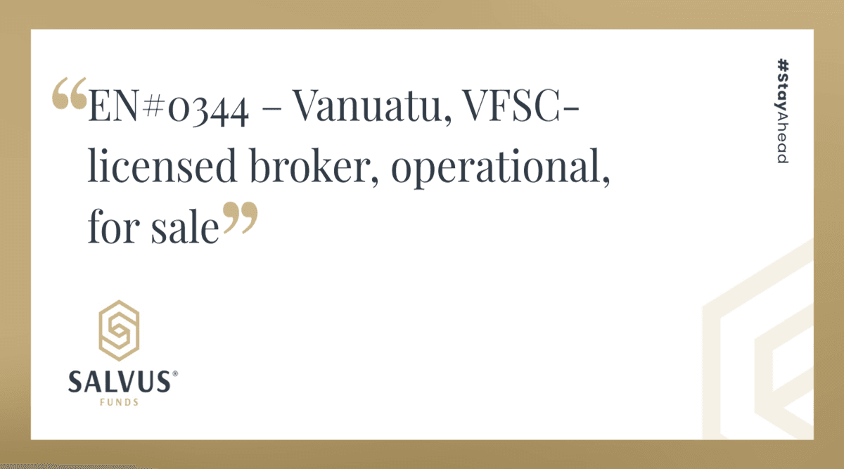 Image for EN#0344 – Vanuatu, VFSC-licensed broker, operational, for sale
