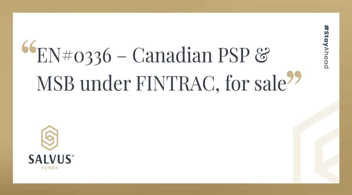 Image for EN#0336 – Canadian PSP & MSB under FINTRAC, for sale