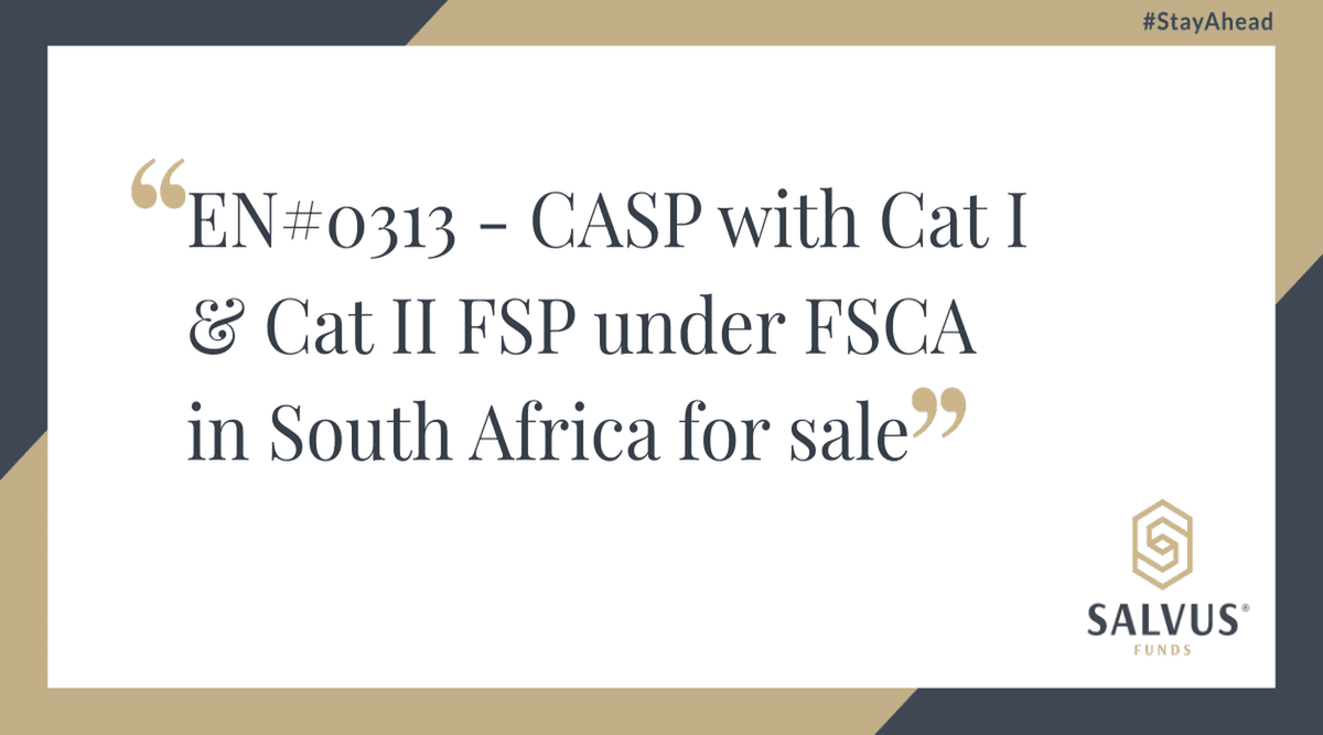 Image for EN#0313 – CASP with Cat I & Cat II FSP under FSCA in South Africa for sale