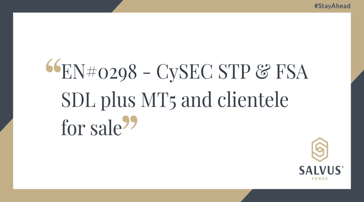 Image for EN#0298 – CySEC STP & FSA SDL plus MT5 and clientele for sale