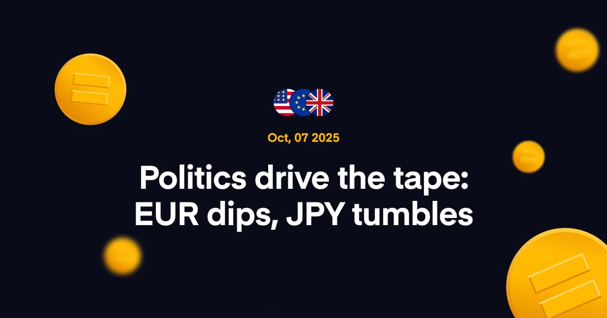 Image for Currency News: Politics drive the tape: EUR dips, JPY tumbles
