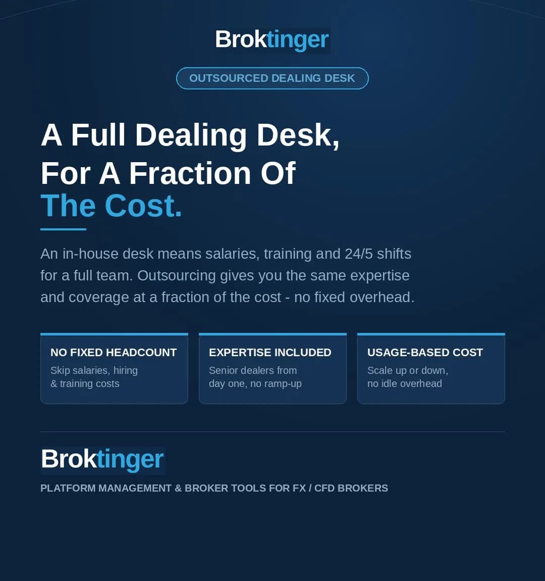 Image for A Full Dealing Desk For A Fraction Of The Cost | Broktinger