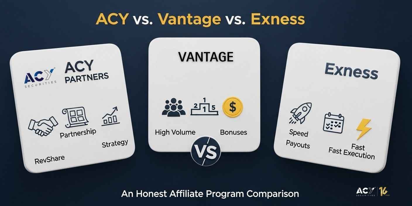 ACY Partners vs. Vantage vs. Exness: An Honest Forex Affiliate Program Comparison ACY Partners vs. Vantage vs. Exness: An Honest Forex Affiliate Program Comparison