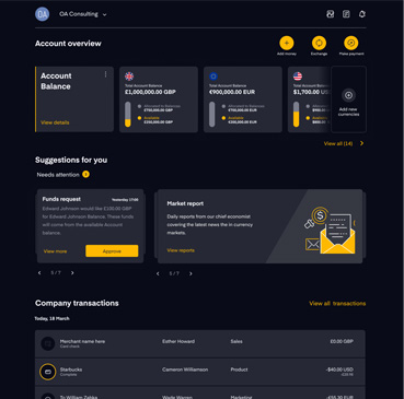 Segregated Accounts screen